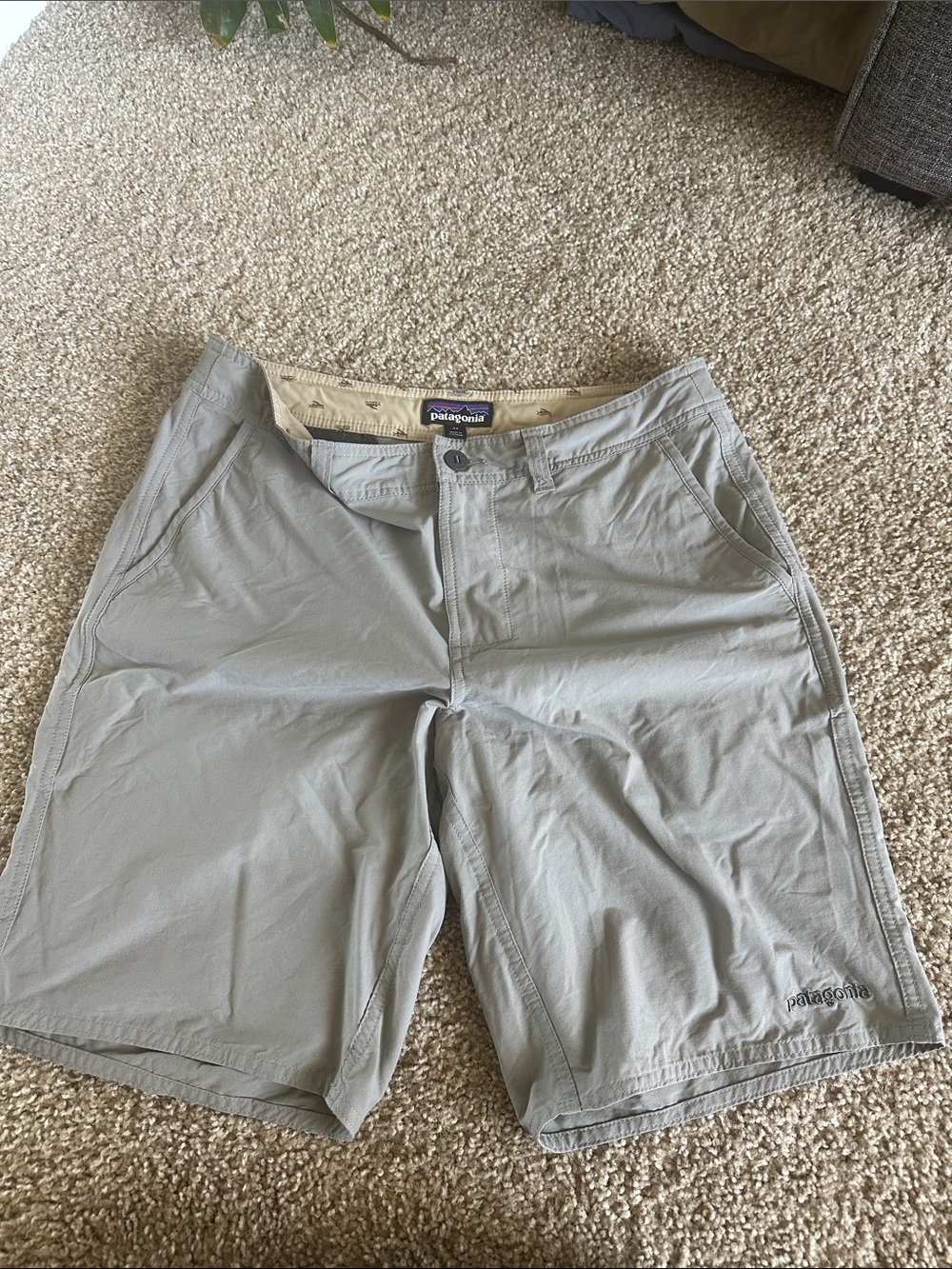 Patagonia Light Gray Men's Flat-Front Outdoor Shorts